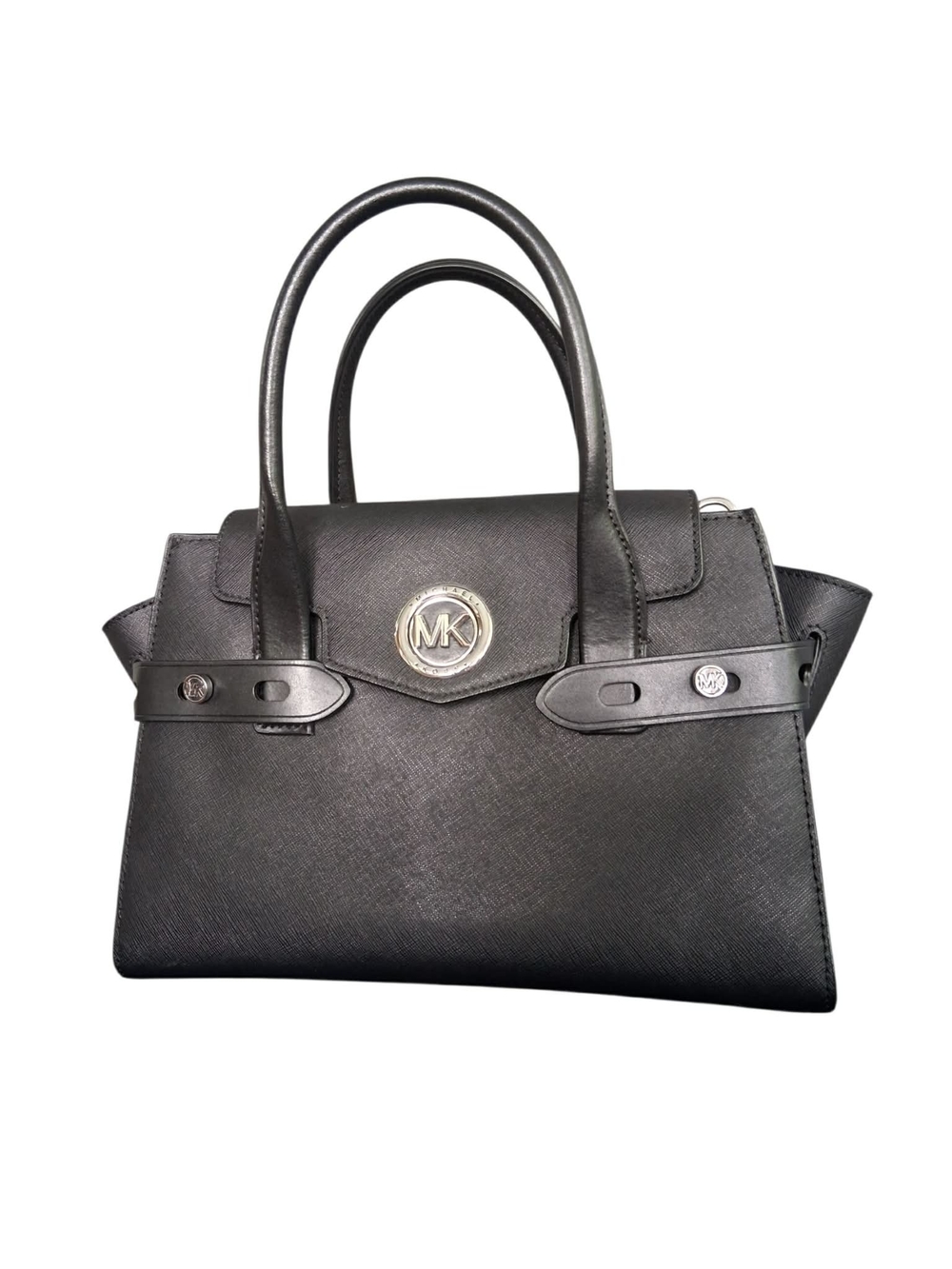 Michael Kors Carmen Medium Belted Satchel Black - Picture 1 of 9